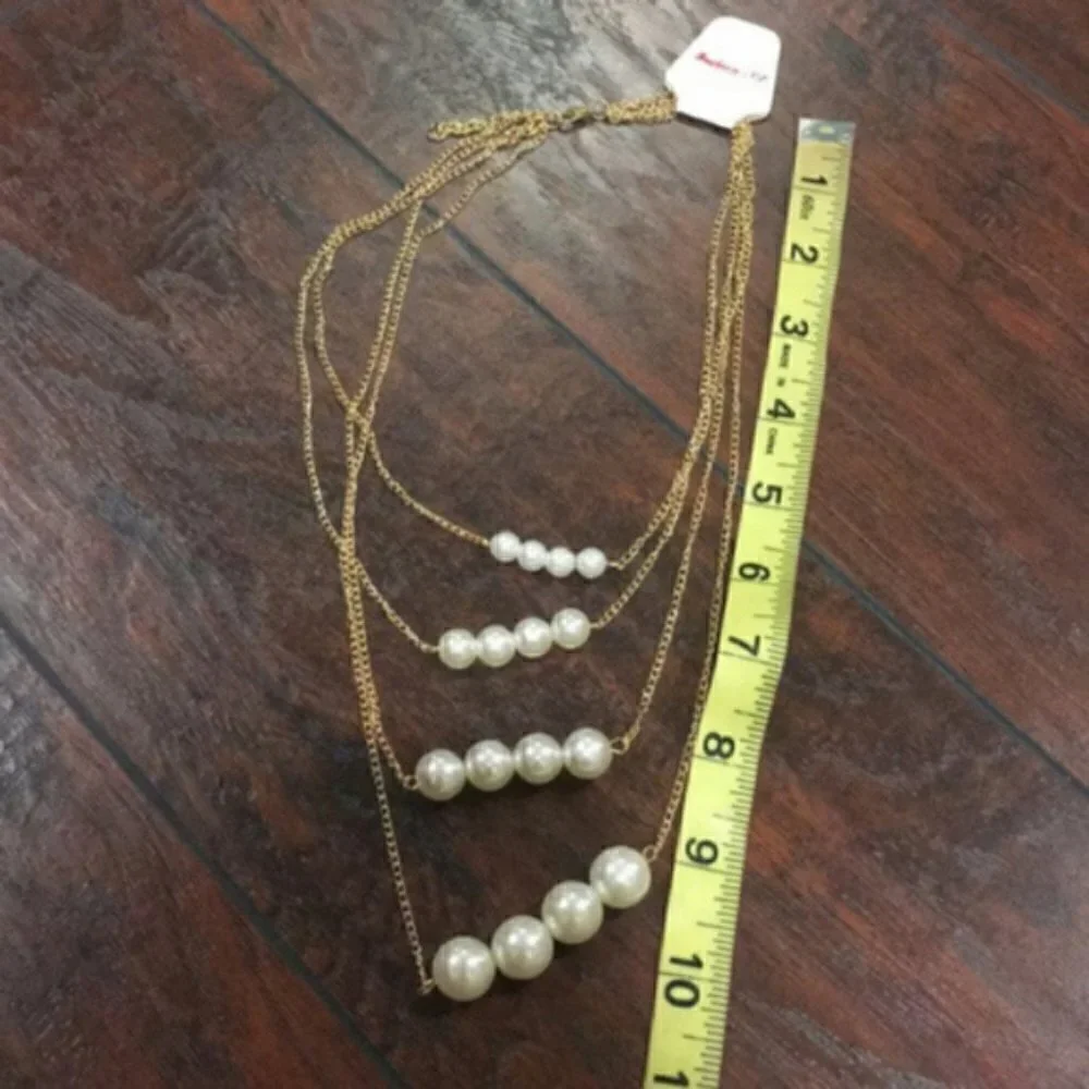 Multilayer pearl Chain Statement Necklace jewelry